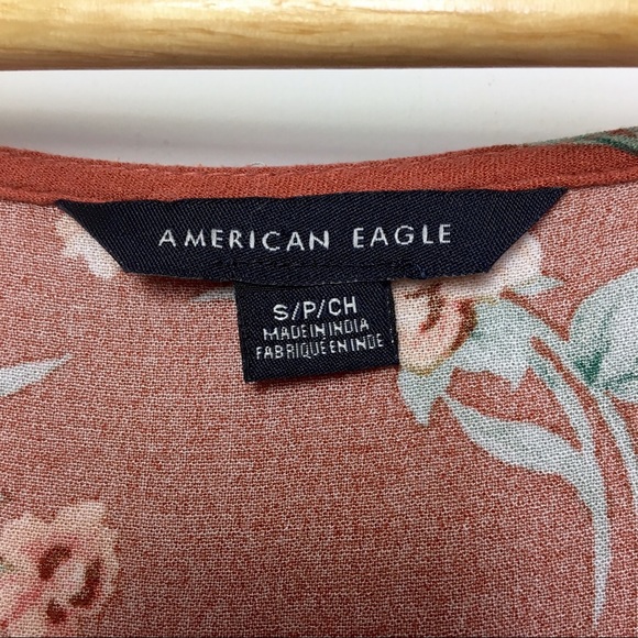 *SOLD*AEO Burnt Orange Floral Boho Blouse Cover Up - Picture 7 of 8